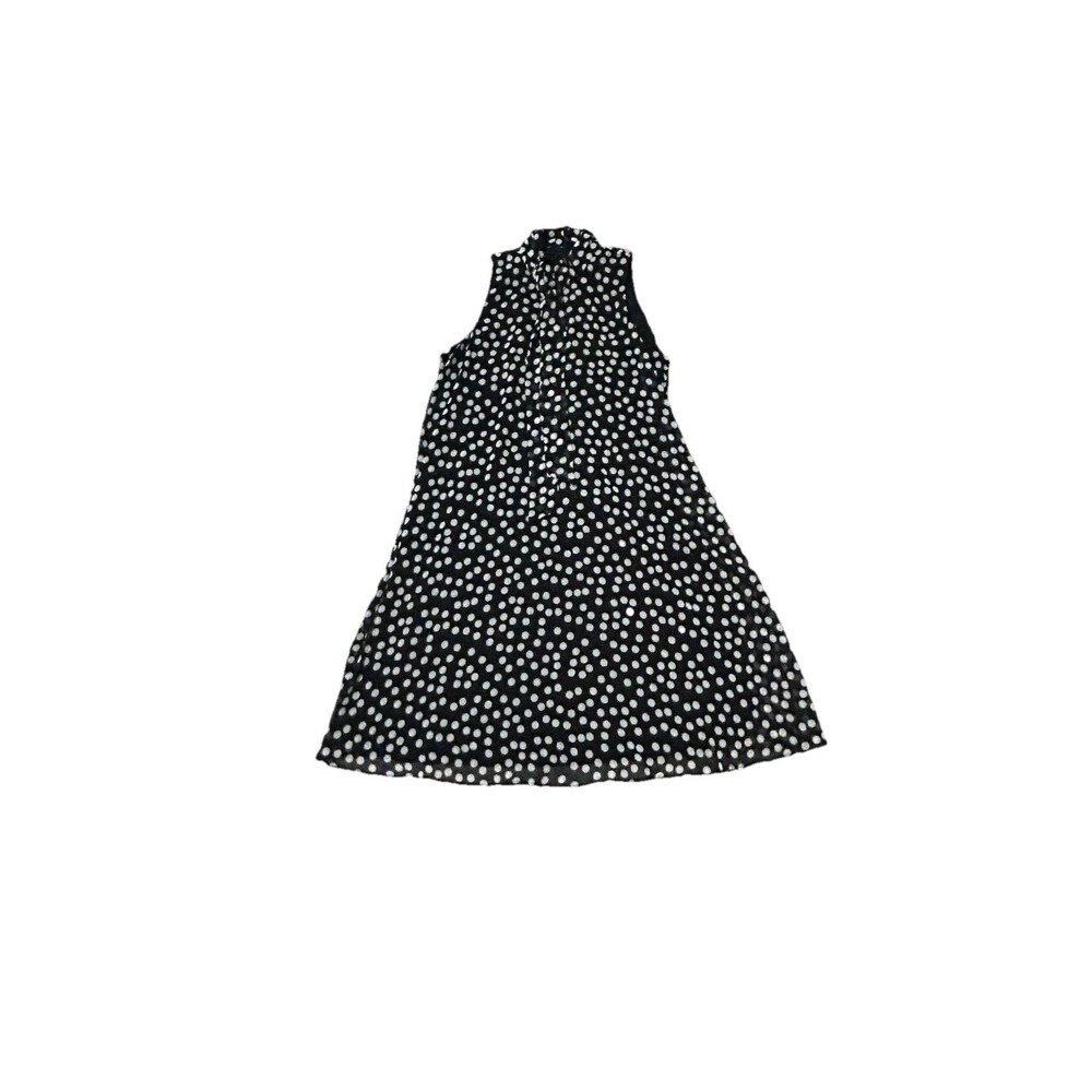 Calvin Klein Black W/White Polka Dot Sleeveless Sheath Dress Lined Size 4 Flirty